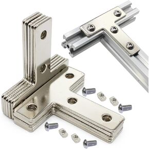10 Sets Aluminum Extrusion T Brackets 10Pcs 2020 Aluminum Profiles Joint Brackets Plate Connector with 40Pcs M5 T Slot Nuts and Bolts for T Slot Rail 2020 T Slot Aluminum Extrusion