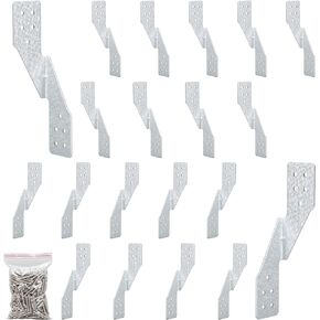 Hurricane Tie Robust 16-Gauge 0.06" Galvanized Hurricane Straps H2.5A Strong Tie Brackets with Screws Trusses/Rafters Ties for Wood (Left/Right 10pcs Each)