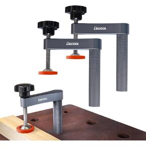 RUITOOL Bench Dog Clamp,3/4"（19mm) Stable Holdfast Dog Hole Clamp,Adjustable MFT Table Aluminum Table Clamps for Woodworking Tools - 2 Pack