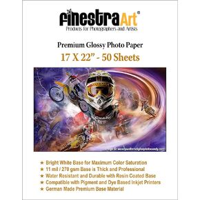 17" X 22" Premium Glossy Inkjet Photo Paper - 50 Sheets