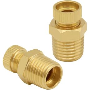 Joywayus النحاس ضاغط الهواء خزان استنزاف الديك 1/4 "NPT ذكر خرطوم الصرف الخارجي صمام الهواء المناسب مع مقبض مخرش (حزمة من 2)