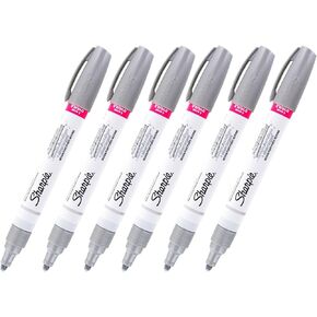 Sharpie Oil-Based Paint Marker, Medium Point, Silver Ink, 6 Markers (35560)