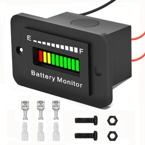 Battery Monitor 12V 24V 36V 48V 60V 72V Golf Cart Battery Meter LED Display Fuel Gauge Indicator Waterproof Battery Tester for Club Car Stacking Machine Motorcycle (Black)