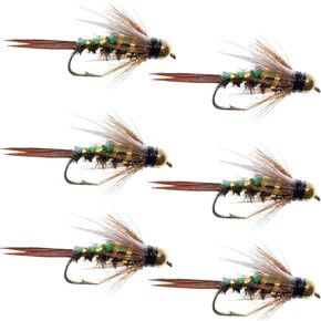 The Fly Fishing Place Flashback Bead Head Prince Nymph Fly Fishing Flies - Set of 6 Flies Hook Size 18