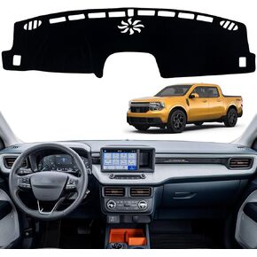 Dashboard Dash Board Cover Mat Pad Carpet Non-Slip Custom Compatible with Ford Maverick 2022 2023 2024 Protector Sunshield (Black Trim)