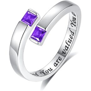 Mother's Day Gift 925 Sterling Silver Adjustable Ring for Women Birthstone Rings Cubic Zirconia Open Ring Gifts for Daughter Teens in Kuwait