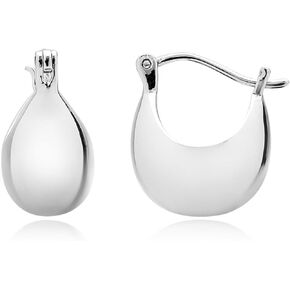 Small Chunky Hoop Earrings | 18K Gold Plated Sterling Silver Huggy Earrings | Hollow Dome Hoops for Women