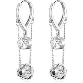 Ritach Trendy Gold Huggie Hoop Earrings for Women Shiny 925 Sterling Silver Disco Ball Cute Chain Hoop Drop Earrings for Teen Girls