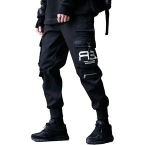 XYXIONGMAO Men's Black Fashion Tactical Streetwear Techwear Joggers Hip Hop Streetwear Sweatpants Cargo Pants for Men