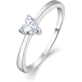 Women Rings 925 Sterling Silver Rings Heart Shape 5mm 3A Cubic Zirconia White Gold Engagement Rings for Women Wedding Rings Gifts