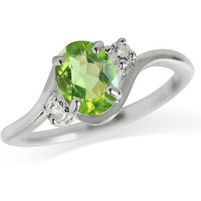 Silvershake 8x6mm Oval Shape White Gold Plated 925 Sterling Silver Engagement Ring