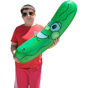 Giant Jumbo 36" Green Inflatable Smiling Pickle Head (3 FEET) Vinyl. Blow Up Face Beach Pool Float Noodle Gag Prank Joke Party Decoration DJ Promo Dance Give Away Cucumber (6 Pack)