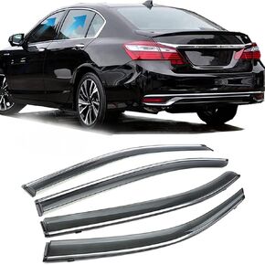 MotorFansClub 4pcs Window Visor Vent Fit for Honda Accord Sedan 2013 2014 2015 2016 2017 Smoke Tint Trim Outside Sun Deflector Rain Guard Door Visor