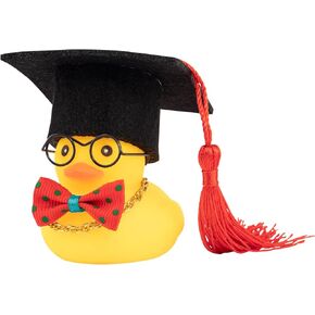 wonuu Rubber Duck Car Ornaments Graduation Duck Car Dashboard Decorations with Graduation Hat and Bow Tie