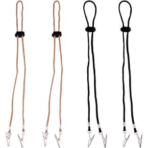 EXCEART 4pcs Napkin Clips Bib Holder Clips Adjustable Portable Napkin Bib Towel Strap Chain Lanyard Necklace Dining Clothing Protector for Kid Adult and Elderly