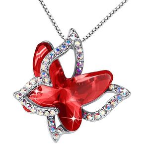 Butterfly Crystal Pendant Necklace, Butterfly Birthstone Necklaces Mother's Day Anniversary Birthday for Women Girls