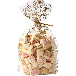 50 Pcs 7.8 x 11 inch Clear Cello Cellophane Treat Bags Cookie Bags Candy Bags with Gold Twist Ties for Gift Giving Baby Shower Blue