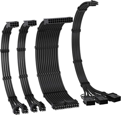 طقم كابل بأكمام EZDIY-FAB PCIE 5.0 12VHPWR، وصلة كابل إمداد الطاقة 16AWG، كابل PSU بأكمام PC، 24PIN-ATX/(4+4) PIN-EPS/(12+4) PIN إلى 3X 8 PIN PCIE- RTX4080/4070Ti كابل-أسود/أحمر in Saudi Arabia
