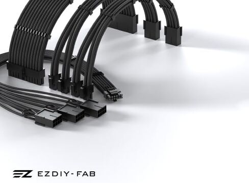 طقم كابل بأكمام EZDIY-FAB PCIE 5.0 12VHPWR، وصلة كابل إمداد الطاقة 16AWG، كابل PSU بأكمام PC، 24PIN-ATX/(4+4) PIN-EPS/(12+4) PIN إلى 3X 8 PIN PCIE- RTX4080/4070Ti كابل-أسود/أحمر in Saudi Arabia
