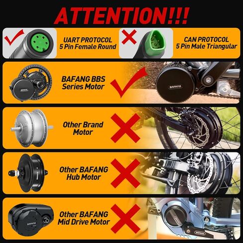 عرض eBike لـ BAFANG BBS01B BBS02B BBSHD مجموعة تحويل الدراجة الإلكترونية كمبيوتر Ebike مع بروتوكول PAS UART 5 مستويات in Kuwait