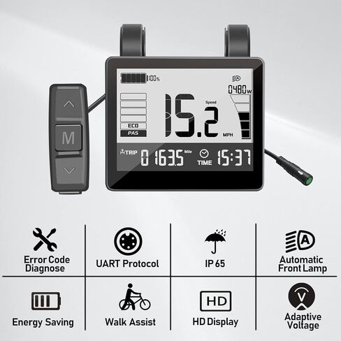 عرض eBike لـ BAFANG BBS01B BBS02B BBSHD مجموعة تحويل الدراجة الإلكترونية كمبيوتر Ebike مع بروتوكول PAS UART 5 مستويات in Kuwait