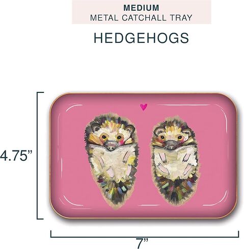 صينية معدنية متوسطة الحجم من ستوديو أوه! - قنفذ Eli Halpin - 7 بوصة × 4.75 بوصة - صينية أطباق مع عمل فني فريد كامل الألوان - تحمل المجوهرات والتغيير والمشابك الورقية والحلي in Kuwait