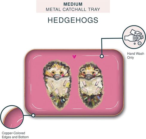 صينية معدنية متوسطة الحجم من ستوديو أوه! - قنفذ Eli Halpin - 7 بوصة × 4.75 بوصة - صينية أطباق مع عمل فني فريد كامل الألوان - تحمل المجوهرات والتغيير والمشابك الورقية والحلي in Kuwait