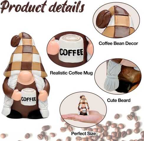 تماثيل جنوم القهوة ديكور القهوة 3 قطعة تمثال سويدي Tomte Elf القزم ديكور لقضبان القهوة الحلي المنزلية هدايا مثالية in Kuwait