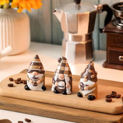تماثيل جنوم القهوة ديكور القهوة 3 قطعة تمثال سويدي Tomte Elf القزم ديكور لقضبان القهوة الحلي المنزلية هدايا مثالية in Kuwait