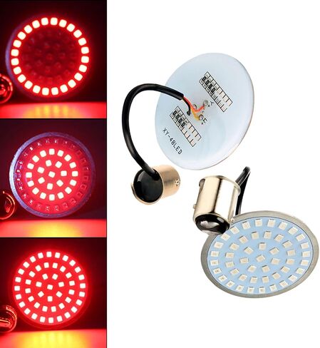 2 PCS Motorcycle 1157 LED Signal Light, 48SMD Dual-contact Ultra-bright Turn Signal, Waterproof LED Tail Light Brake Light Indicator, Compatible with Harley Motorcycles (Red) in Saudi Arabia