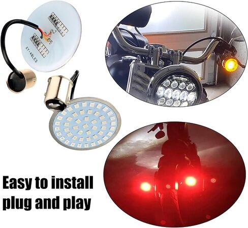 2 PCS Motorcycle 1157 LED Signal Light, 48SMD Dual-contact Ultra-bright Turn Signal, Waterproof LED Tail Light Brake Light Indicator, Compatible with Harley Motorcycles (Red) in Saudi Arabia
