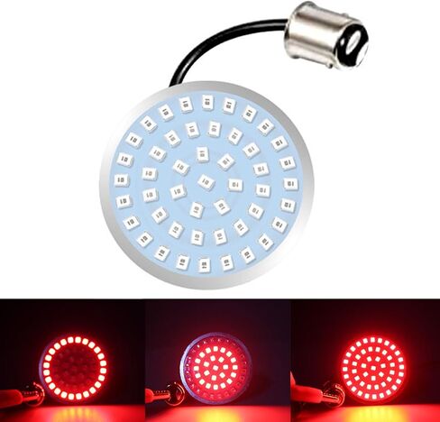 2 PCS Motorcycle 1157 LED Signal Light, 48SMD Dual-contact Ultra-bright Turn Signal, Waterproof LED Tail Light Brake Light Indicator, Compatible with Harley Motorcycles (Red) in Saudi Arabia