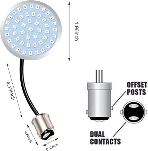 2 PCS Motorcycle 1157 LED Signal Light, 48SMD Dual-contact Ultra-bright Turn Signal, Waterproof LED Tail Light Brake Light Indicator, Compatible with Harley Motorcycles (Red) in Saudi Arabia