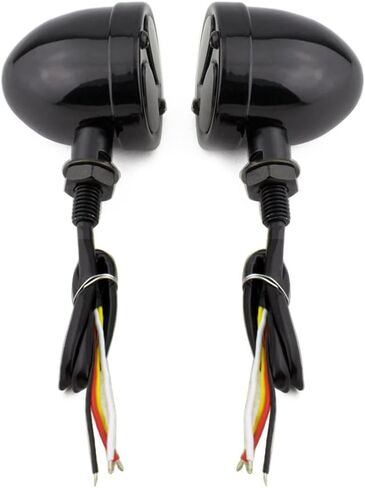 Motorcycle LED Turn Signal Lights Bullet Steel Mini Motorbike Blinker Retro Indicator Running Lights Double Colors Beam (Black) in Kuwait