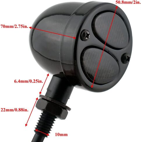 Motorcycle LED Turn Signal Lights Bullet Steel Mini Motorbike Blinker Retro Indicator Running Lights Double Colors Beam (Black) in Kuwait