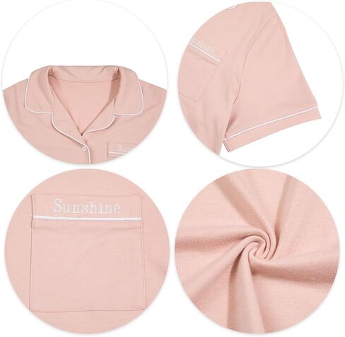 FLOYU بيجامة مقاس كبير للنساء مجموعة ملابس نوم بأزرار سفلية ملابس نوم علوية شورت Pjs طقم بيجاما مكون من قطعتين in Kuwait