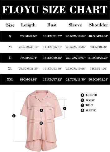 FLOYU بيجامة مقاس كبير للنساء مجموعة ملابس نوم بأزرار سفلية ملابس نوم علوية شورت Pjs طقم بيجاما مكون من قطعتين in Kuwait