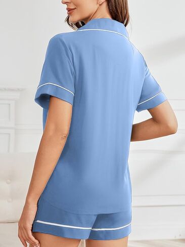 IFFEI Womens Two Piece Pajamas Sets Classic Top and Shorts Matching Loungewear Button Down Pjs Sleepwear in Saudi Arabia