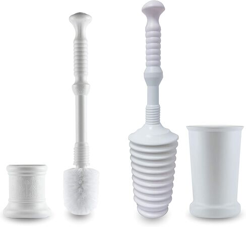 طقم الحمام ماستر بلانجر، مكبس المرحاض وفرشاة المرحاض مع دلاء، أبيض in Kuwait