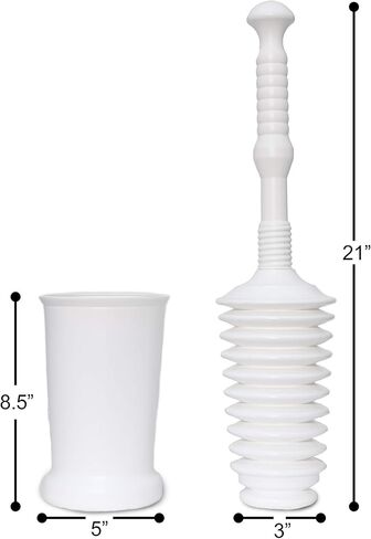 طقم الحمام ماستر بلانجر، مكبس المرحاض وفرشاة المرحاض مع دلاء، أبيض in Kuwait