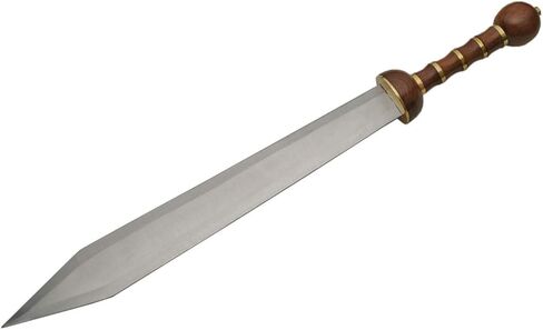 SZCO Supplies 34" Handmade Wood and Brass Handle Roman Style Gladius Sword with Leather Sheath, Brown, One Size (901123) in Kuwait
