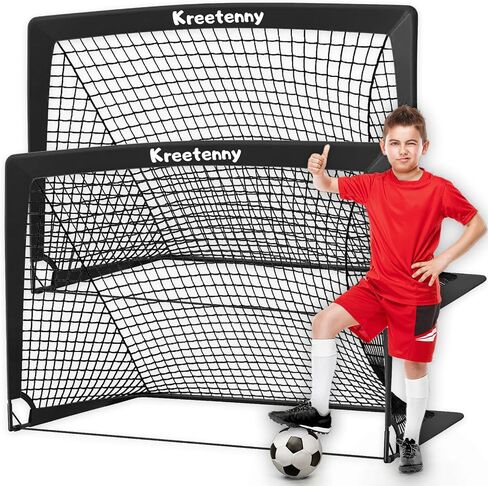 4'x3' Portable Soccer Goal for Kids Set of 2, Soccer Goals Net for Backyard, Pop Up Soccer Goals with Carry Bag, Folding Soccer Goals for Youth Kids Outdoor/Indoor Games and Practices(Black) in Saudi Arabia