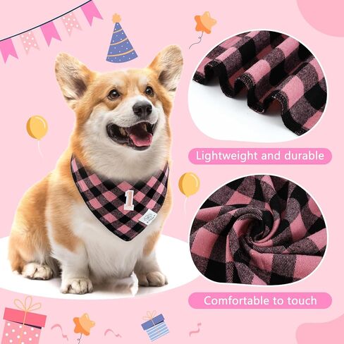 لوازم حفلات أعياد ميلاد الكلاب من إي-كلوفر - باندانا عيد ميلاد للكلاب، بالونات عيد ميلاد متطابقة، لافتة عيد ميلاد سعيد، رقم 0-9 للكلاب المتوسطة والكبيرة، هدية باللون الوردي in Kuwait