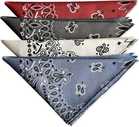 Paisley Dog Bandana Triangles - 100% American Made Cotton - 4 Pack - Red, White, Blue, Gray Paisley Bandana Triangles - Colter Adventure Co. in Kuwait