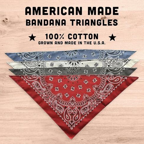 Paisley Dog Bandana Triangles - 100% American Made Cotton - 4 Pack - Red, White, Blue, Gray Paisley Bandana Triangles - Colter Adventure Co. in Kuwait