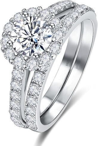 خواتم هالة من الفضة الإسترليني عيار 925، خاتم ألماس مزيف 5A تشيكوسلوفاكيا، خواتم زركونيا مكعبة للنساء وخطوبة الزفاف وعيد الحب مقاس 6 in Kuwait