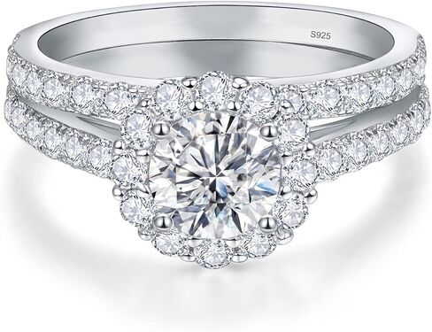 خواتم هالة من الفضة الإسترليني عيار 925، خاتم ألماس مزيف 5A تشيكوسلوفاكيا، خواتم زركونيا مكعبة للنساء وخطوبة الزفاف وعيد الحب مقاس 6 in Kuwait