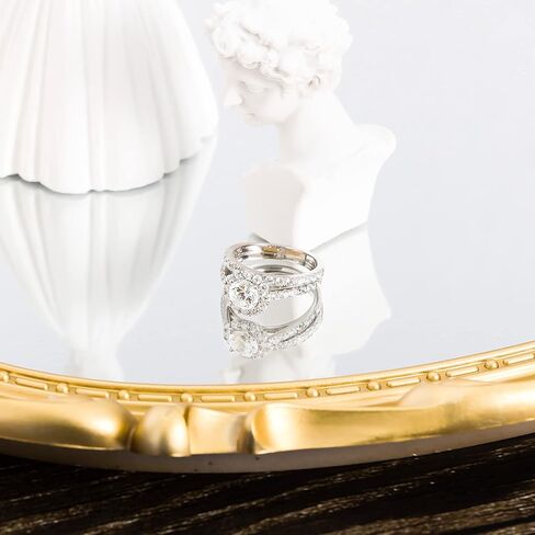 خواتم هالة من الفضة الإسترليني عيار 925، خاتم ألماس مزيف 5A تشيكوسلوفاكيا، خواتم زركونيا مكعبة للنساء وخطوبة الزفاف وعيد الحب مقاس 6 in Kuwait