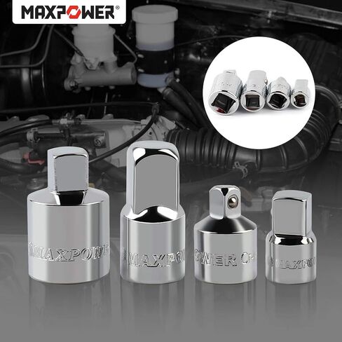 MAXPOWER مجموعة محول مقبس 4 قطع، 1/4 بوصة × 3/8 بوصة، 3/8 بوصة × 1/4 بوصة، 3/8 بوصة × 1/2 بوصة، 1/2 بوصة × 3/8 بوصة in Saudi Arabia