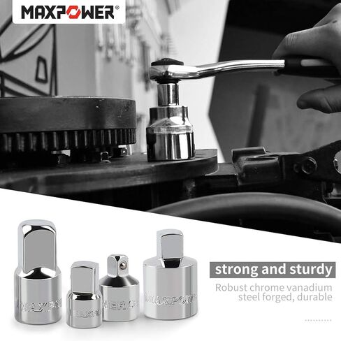 MAXPOWER مجموعة محول مقبس 4 قطع، 1/4 بوصة × 3/8 بوصة، 3/8 بوصة × 1/4 بوصة، 3/8 بوصة × 1/2 بوصة، 1/2 بوصة × 3/8 بوصة in Saudi Arabia
